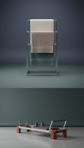 Brushed Metal Towel Rack with Branded Towels